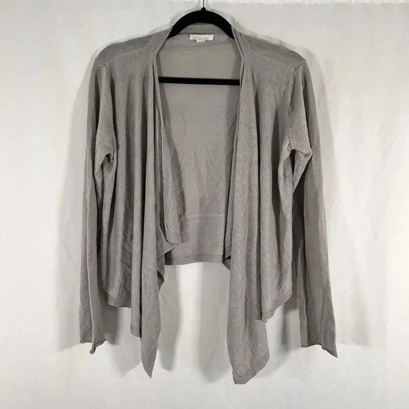 Garnet Hill Linen Cardigan Women's Small Grey Open Front Lightweight Office - Picture 1 of 9